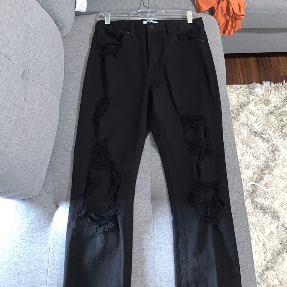 Black mom jeans high waisted